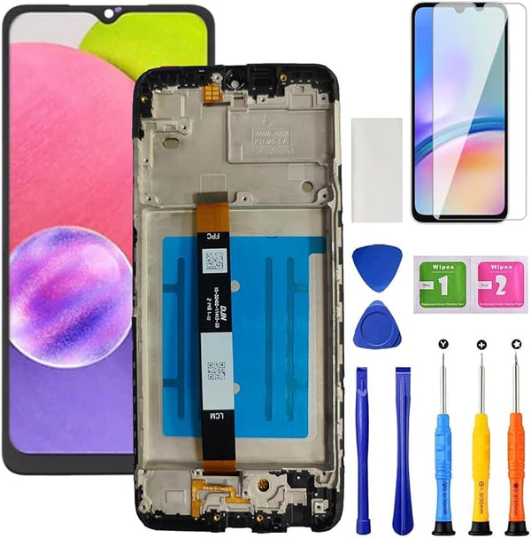 for Samsung A03S A037u (US Version) Screen Replacement with Frame for Samsung Galaxy A03S SM-A037u LCD Display Digitizer Touch Screen Assembly Part with Repair Kits 6.5 Inch
