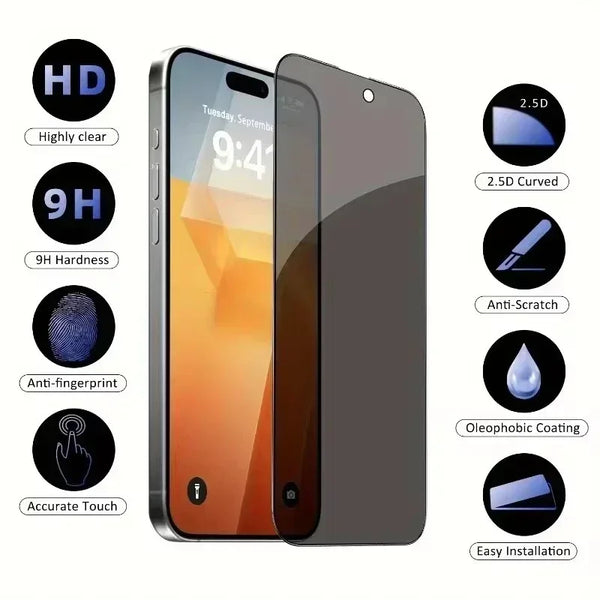 5 Stuks Volledige Cover Privacy Screen Protector Voor iPhone 16 11 12 13 14 Pro Max Mini 8K Anti-spion Glas Voor iPhone 15 PRO XR X XS MAX