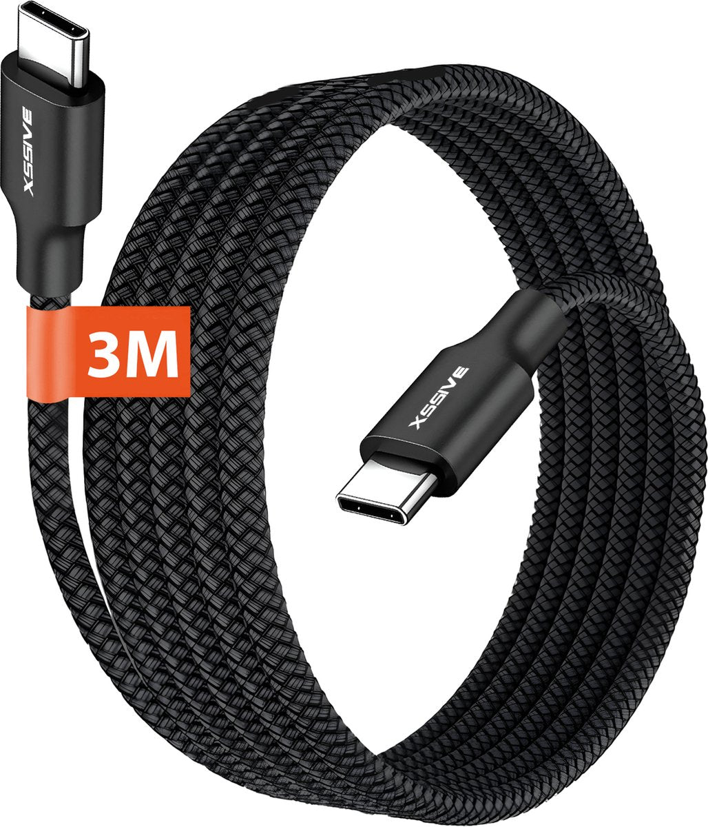 Lange USB-C Kabel met Super Fast Charge - Nylon Gevlochten - USB C naar USB C - Oplader USBC Kabels