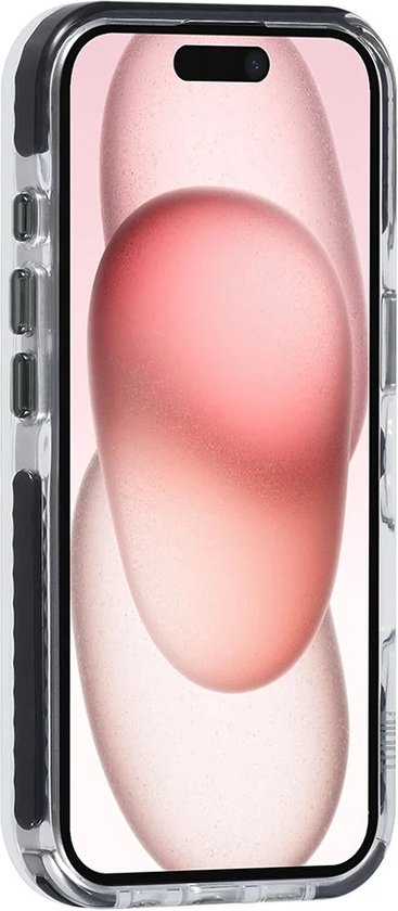 TUNIQ – iPhone 16-Backcover hoesje-Afneembaar Nek koord-magsafe -TPU-PC-Zwart-Transparant