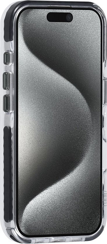 TUNIQ-iPhone 16 Pro-Backcover hoesje–Afneembaar Nek koord-magsafe-TPU-PC–Zwart-Transparant