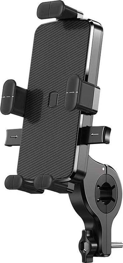 FoneTex Telefoonhouder Fiets - Met Quick Release en Universele Stuurrubbers - GSM Mobiel Houder - Voor Fiets/Motor/Brommer Stuur en Scooter Spiegel -Telefoonhouders