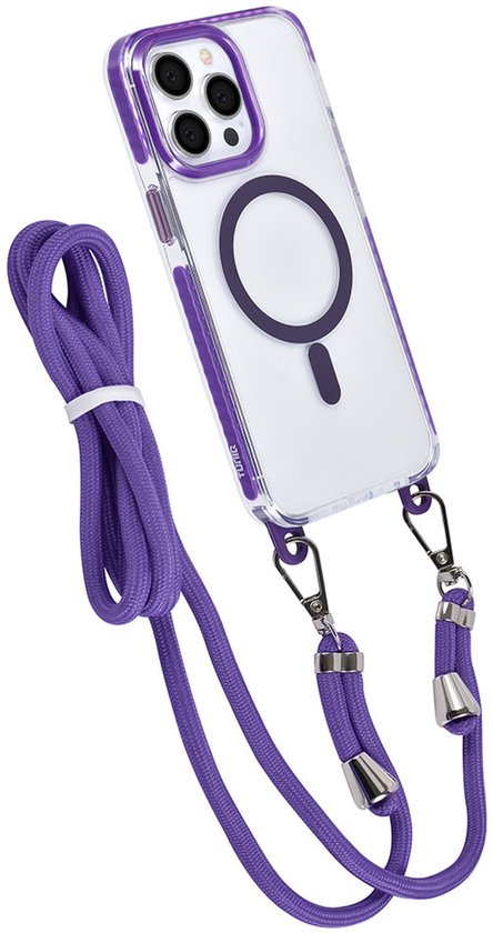 TUNIQ iPhone 14 Pro Max Backcover hoesje neck cord - magsafe - Paars