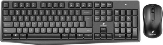 FoneTex FT-KM01 - Draadloos Toetsenbord en Muis - Qwerty - Zwart