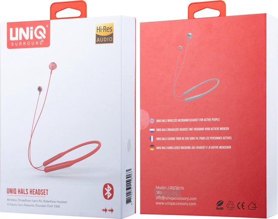 UNIQ Accessory Hals draadloze bluetooth headset - Nekband Grijs