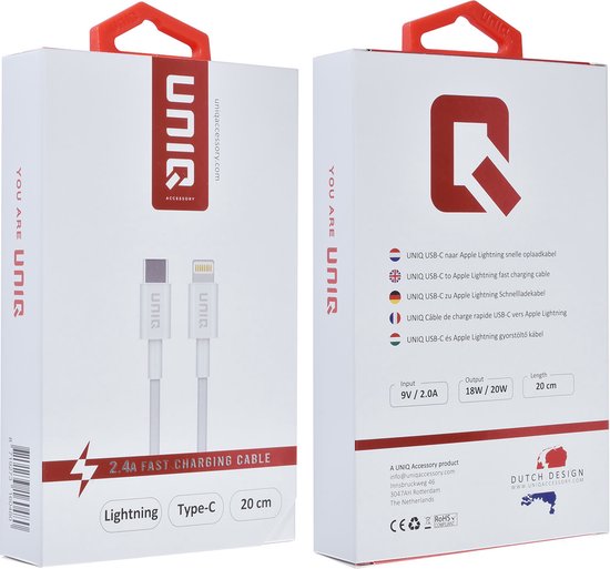 UNIQ Accessory Type-C naar Lightning Kabel - 20cm - Wit