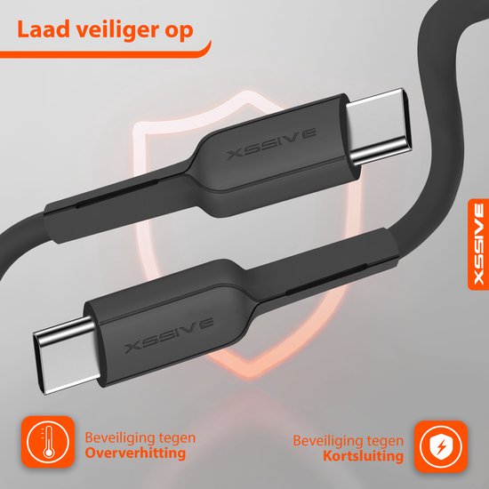 Xssive USB C naar USB C Kabel - Ondersteunt Super Fast en Quick Charge - Geschikt voor Android & Samsung Oplaadkabel - 2 Meter