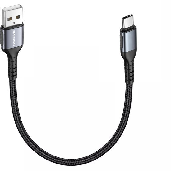 USB naar USB-C Kabel Kort - 30 CM - Quick Charge - USB A naar USB C Oplader Kabel - Geschikt voor CarPlay & Android Auto - Origineel Xssive
