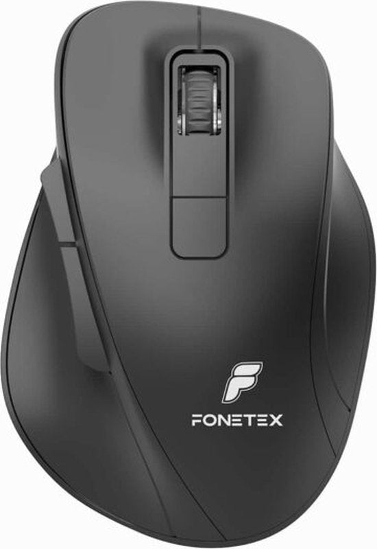 FoneTex draadloze muis met duimsteun - Draadloos + Bluetooth V5.0 - Ergonomisch - Stille muis - Zwart