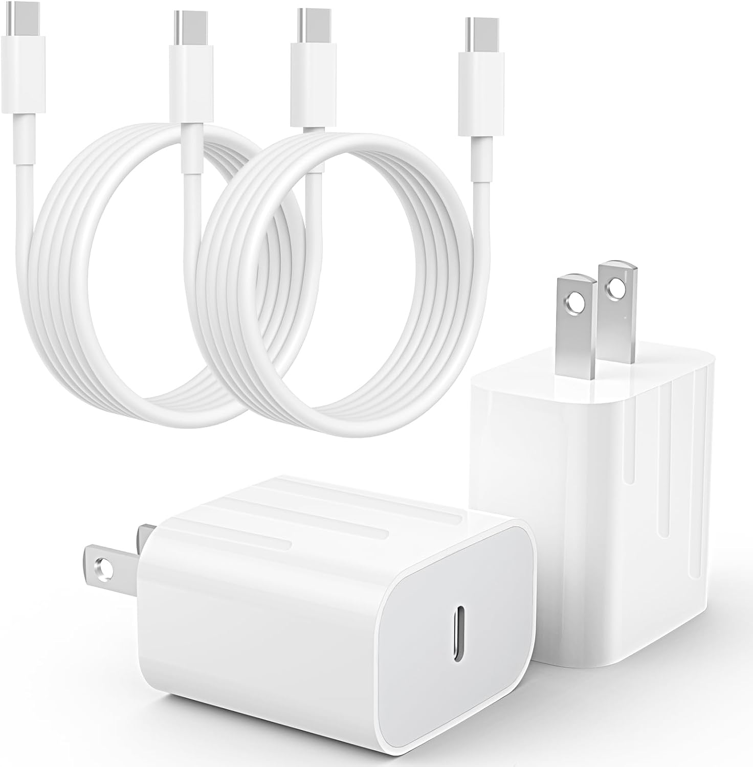 20W USB C Fast Charger Compatible with iPhone 16/16 Plus/ 16 Pro Max/ 15/ iPad Pro, 2Pack PD USB C Charger Block with 6FT Type C to C Cable