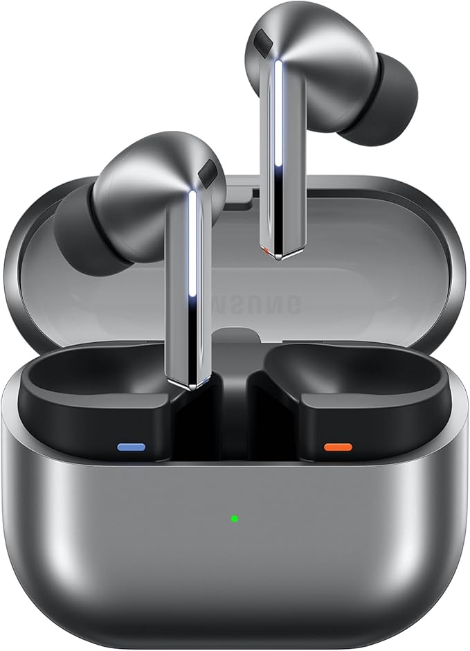 SAMSUNG Galaxy Buds 3 Pro AI True Wireless Bluetooth-oordopjes, ruisonderdrukking, geluidsoptimalisatie, realtime tolk, opnieuw ontworpen comfortabele pasvorm, zilver [Amerikaanse versie, Amazon