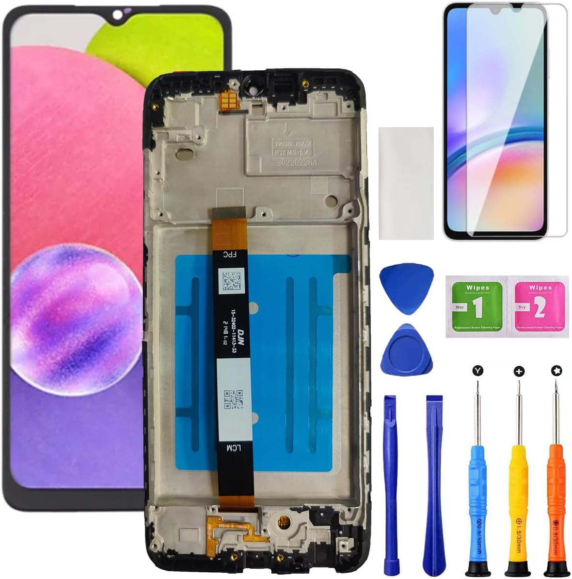 for Samsung A03S A037u (US Version) Screen Replacement with Frame for Samsung Galaxy A03S SM-A037u LCD Display Digitizer Touch Screen Assembly Part with Repair Kits 6.5 Inch