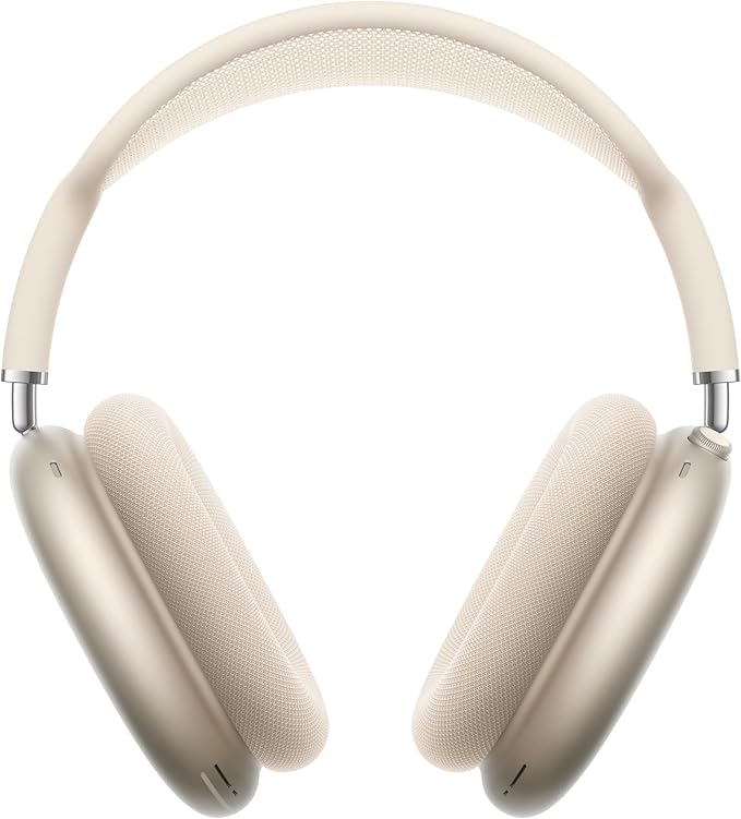 Apple AirPods Max draadloze koptelefoon, actieve ruisonderdrukking van pro niveau, transparantiemodus, persoonlijke ruimtelijke audio, opladen via USB C,Bluetooth-koptelefoon voor iPhone, Sterrenlicht