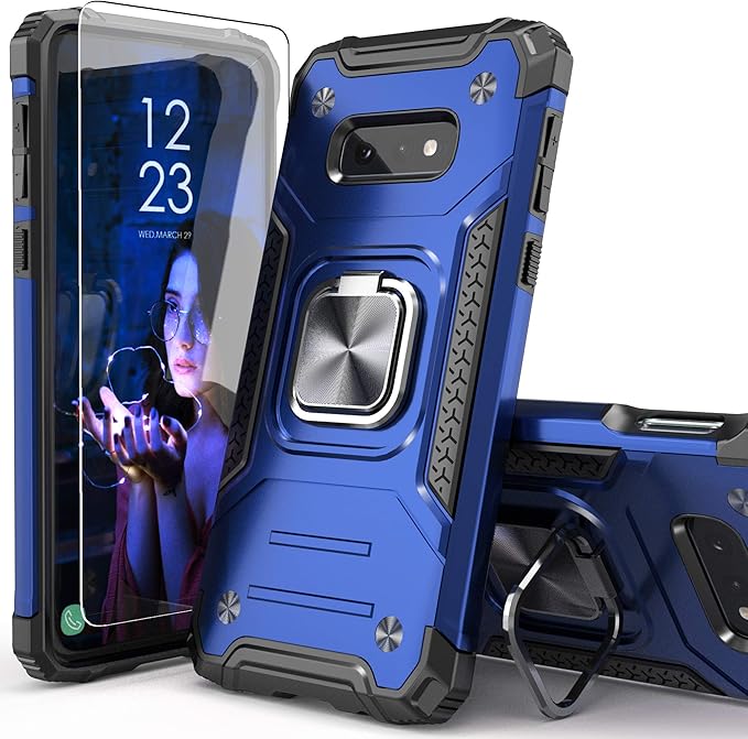 for Galaxy S10E Case with Screen Protector,Shockproof Drop Test Slim Fit Case with Car Mount Kickstand Lightweight Protective Cover for Galaxy S10E,Blue